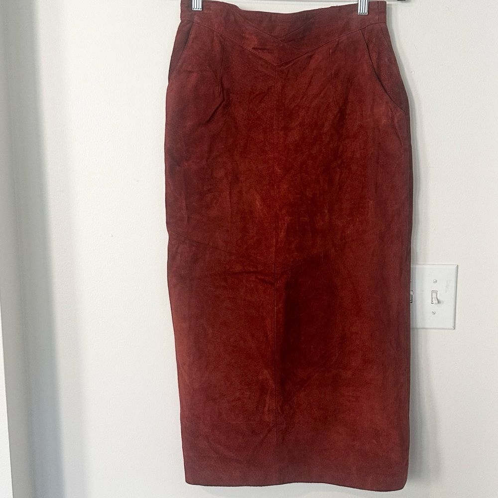 Jacqueline Ferrar Suede Vintage Pencil Midi Skirt 10